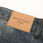 Balenciaga Distressed Loose-Fit Jeans with Leg Patch Detail