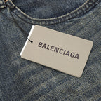 Balenciaga Distressed Loose-Fit Jeans with Leg Patch Detail