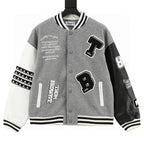 THOM BROWNE Four-Bar Multi-Embroidery Baseball Jacket