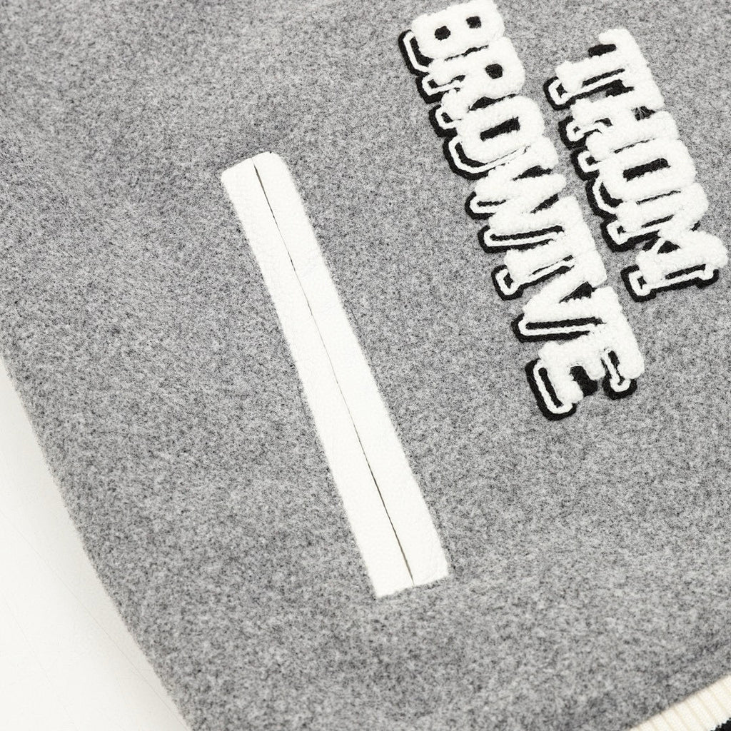 THOM BROWNE Four-Bar Multi-Embroidery Baseball Jacket