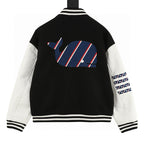 THOM BROWNE Four-Bar Multi-Embroidery Baseball Jacket
