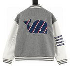 THOM BROWNE Four-Bar Multi-Embroidery Baseball Jacket