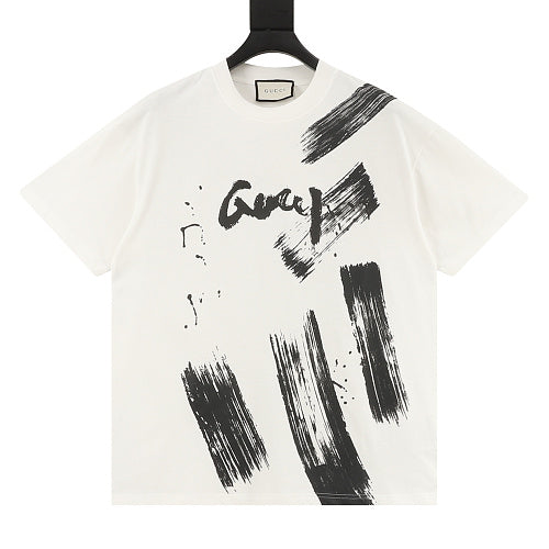Gucci Ink-Brush Stroke Graffiti Lettering Short-Sleeve T-Shirt