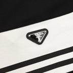 Prada Stripe-Panel Triangle Logo T-Shirt