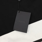 Prada Stripe-Panel Triangle Logo T-Shirt