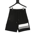 Prada Stripe-Panel Triangle Logo  Shorts