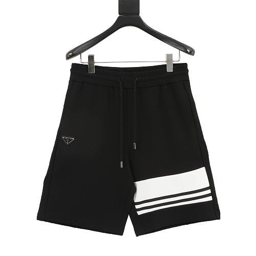 Prada Stripe-Panel Triangle Logo  Shorts