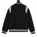 SAINT LAURENT PARIS Classic Leather-Trim Baseball Collar Jacket