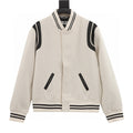 SAINT LAURENT PARIS Classic Leather-Trim Baseball Collar Jacket