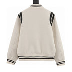 SAINT LAURENT PARIS Classic Leather-Trim Baseball Collar Jacket