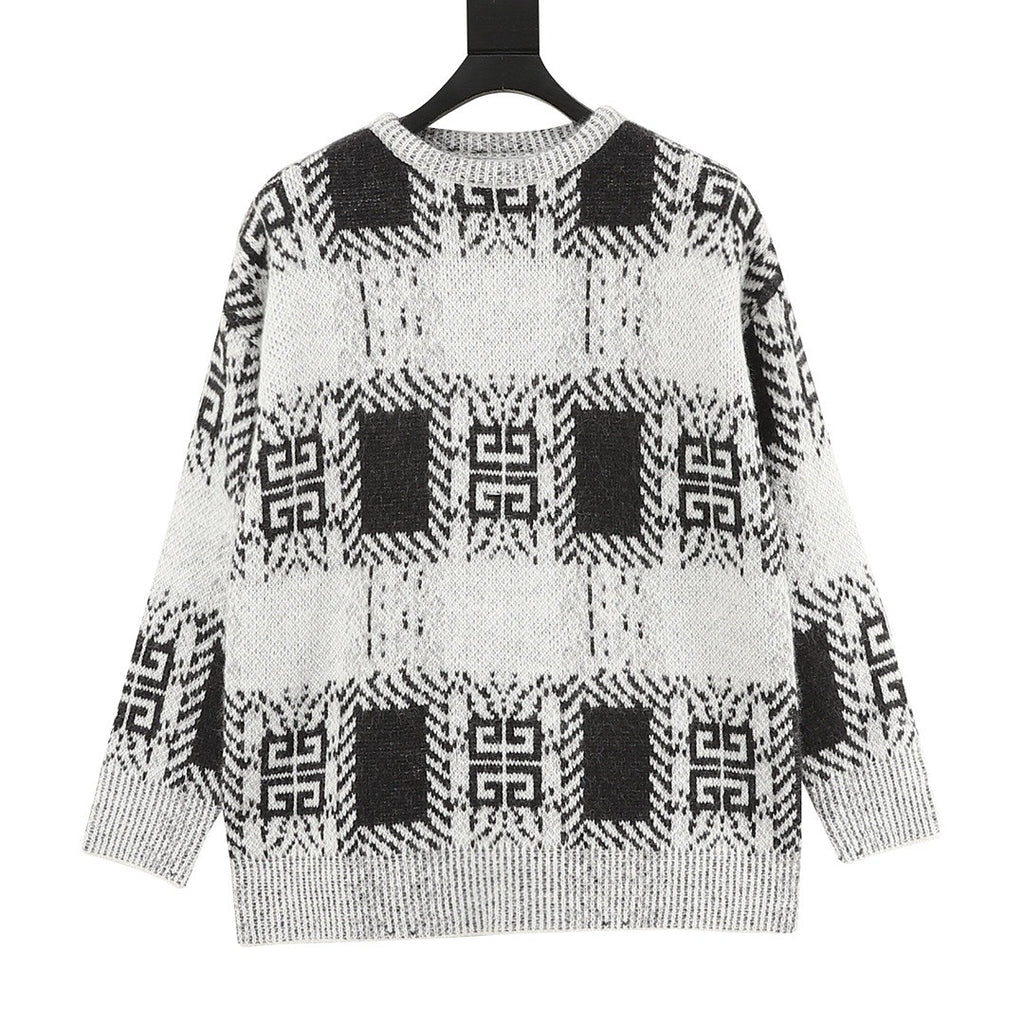 Black and white Givenchy 4G motif crew-neck sweater with ribbed trims