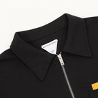 Bottega Veneta Solid-Color Half-Zip Long-Sleeve Top with Woven Chest Pocket