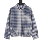 Miu Miu Plaid Check Shirt Jacket Navy Blue