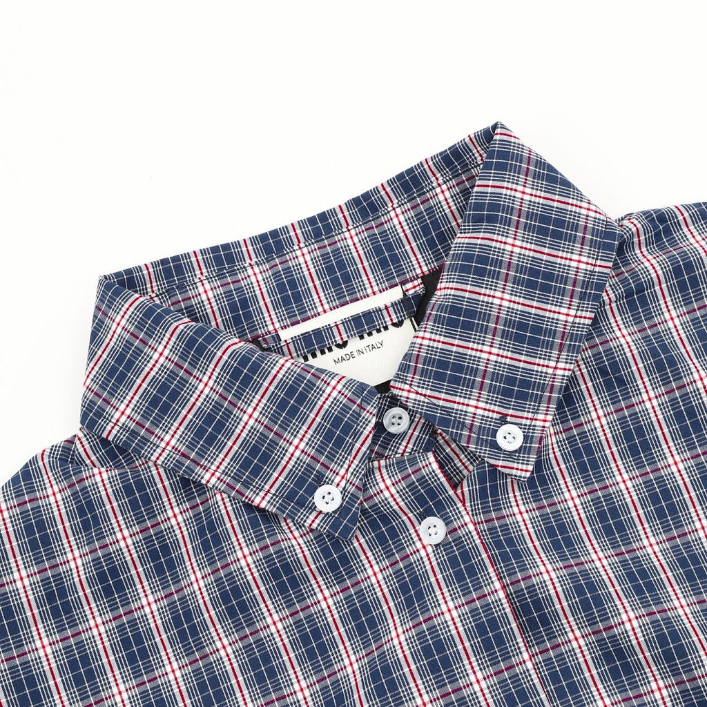 Miu Miu Plaid Check Shirt Jacket Navy Blue