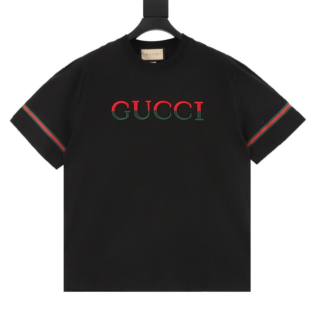 Gucci 3D Embroidered Web Short-Sleeve Top