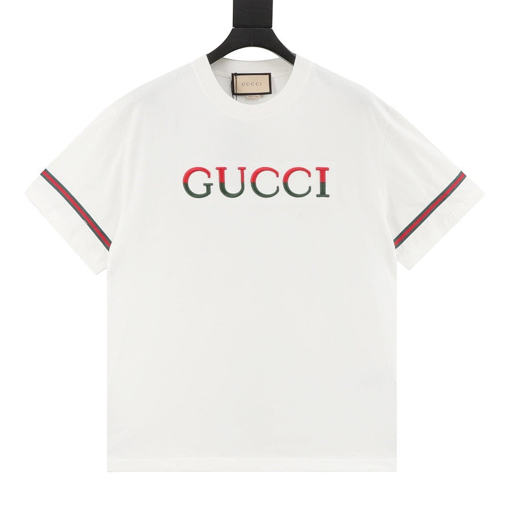 Gucci 3D Embroidered Web Short-Sleeve Top