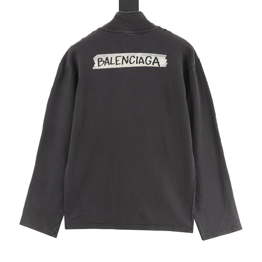 Balenciaga Half-Zip Sweatshirt Charcoal