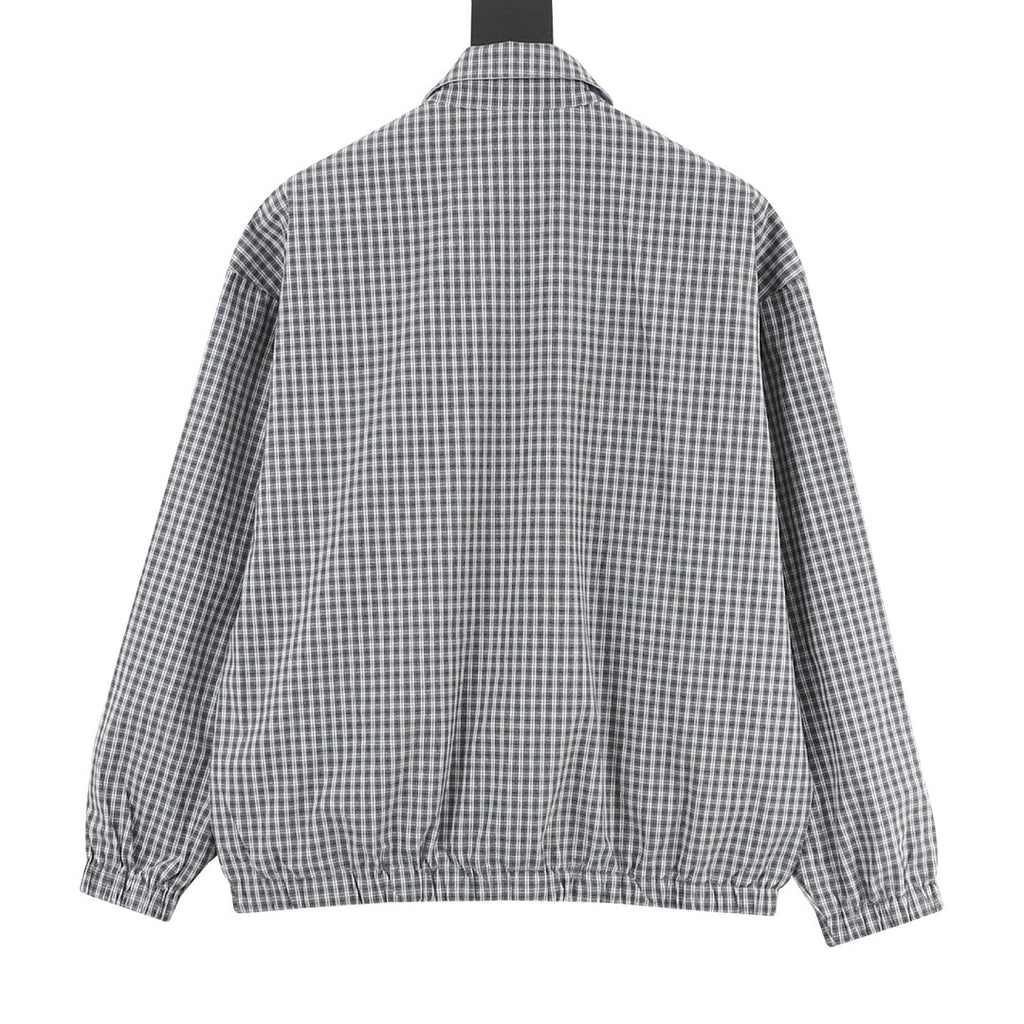 Prada Micro Check Harrington Jacket Grey