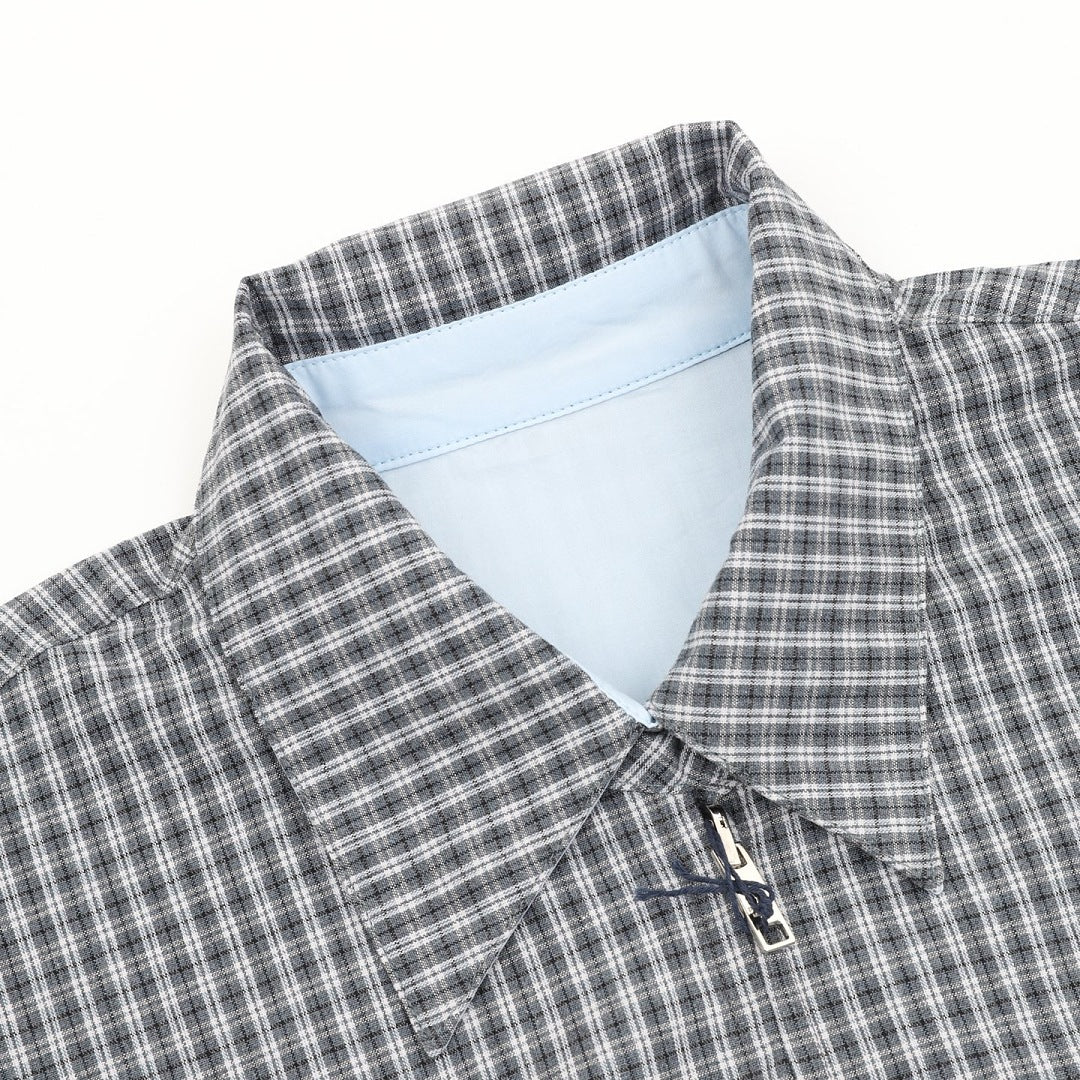 Prada Micro Check Harrington Jacket Grey