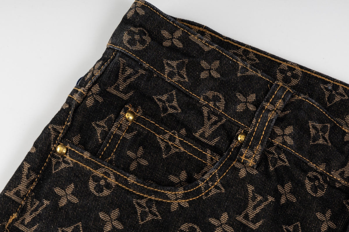 LOUIS VUITTON Monogram Wide-Leg Denim Jeans