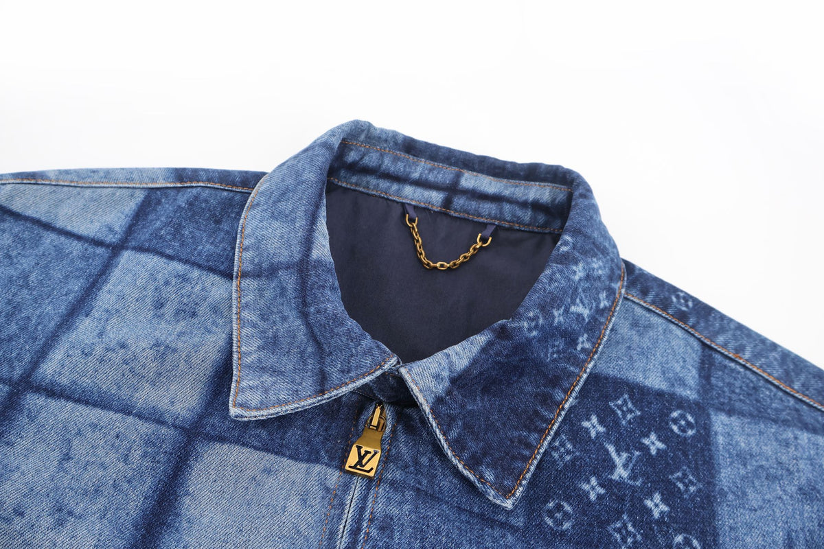 LOUIS VUITTON Monogram Patchwork Denim Harrington Jacket