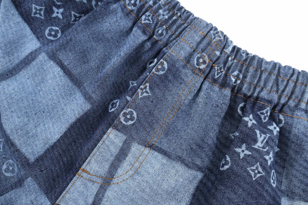 LOUIS VUITTON Monogram Patchwork Denim Shorts