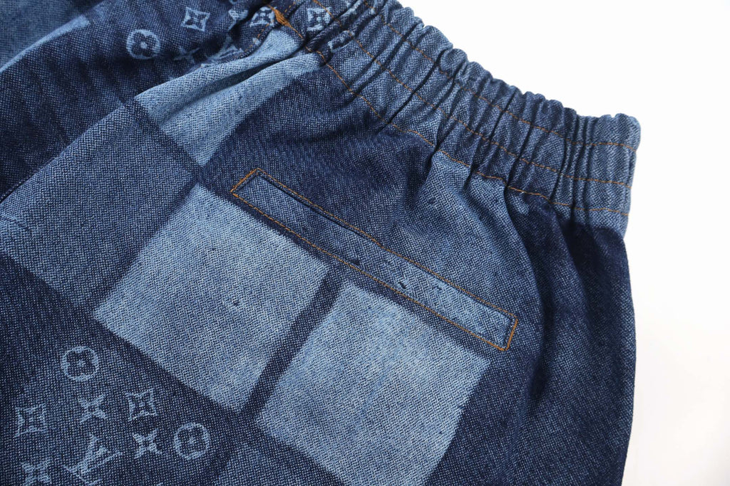 LOUIS VUITTON Monogram Patchwork Denim Shorts