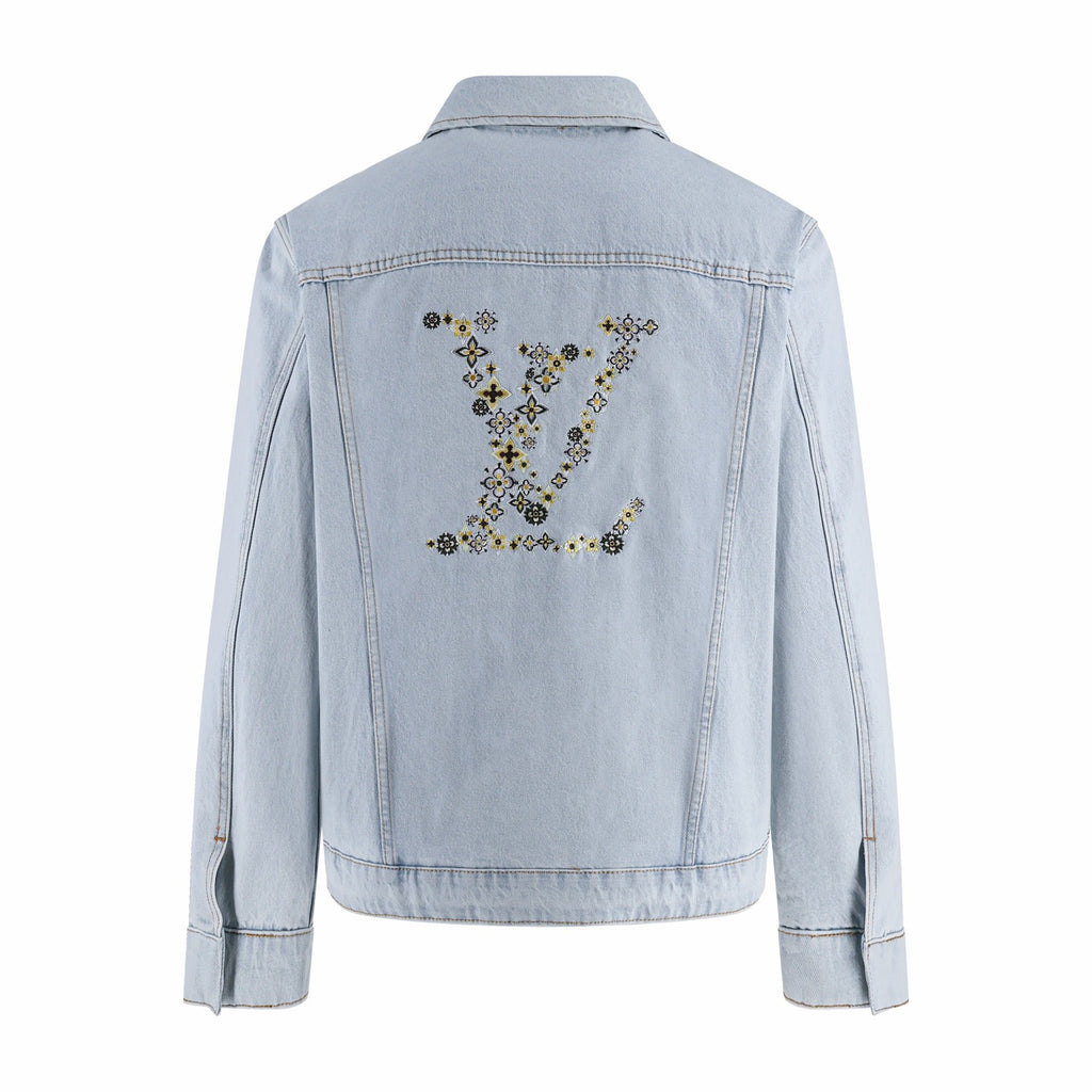LOUIS VUITTON Floral LV Embroidered Denim Jacket