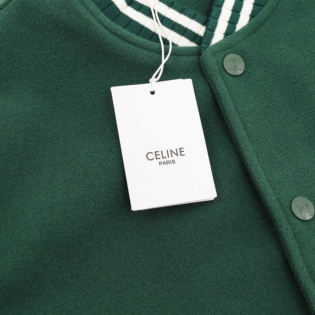 CELINE Triomphe C Logo Patchwork Embroidery Baseball Jacket