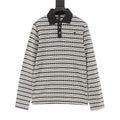 Chrome Hearts Cross Stripe Long-Sleeve Polo Shirt — Black & White