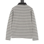 Chrome Hearts Cross Stripe Long-Sleeve Polo Shirt — Black & White