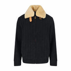 LOUIS VUITTON Shearling Collar Ribbed Knit Bomber Jacket