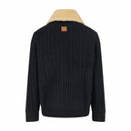 LOUIS VUITTON Shearling Collar Ribbed Knit Bomber Jacket
