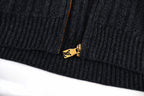 LOUIS VUITTON Shearling Collar Ribbed Knit Bomber Jacket