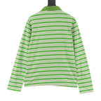 Chrome Hearts Cross Stripe Long-Sleeve Polo Shirt — Green
