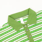 Chrome Hearts Cross Stripe Long-Sleeve Polo Shirt — Green