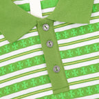 Chrome Hearts Cross Stripe Long-Sleeve Polo Shirt — Green