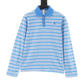 Chrome Hearts Cross Stripe Long-Sleeve Polo Shirt — Blue