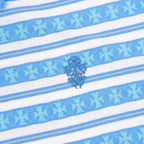 Chrome Hearts Cross Stripe Long-Sleeve Polo Shirt — Blue
