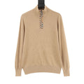 Burberry Vintage Check Half-Zip Knit Sweater — Camel