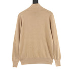 Burberry Vintage Check Half-Zip Knit Sweater — Camel