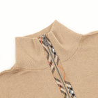 Burberry Vintage Check Half-Zip Knit Sweater — Camel