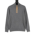 Burberry Vintage Check Half-Zip Knit Sweater — Grey Melange