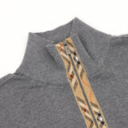 Burberry Vintage Check Half-Zip Knit Sweater — Grey Melange