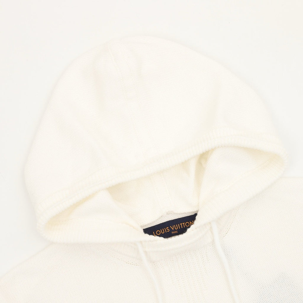 Louis Vuitton LV Leather Logo Knit Hoodie — Off White