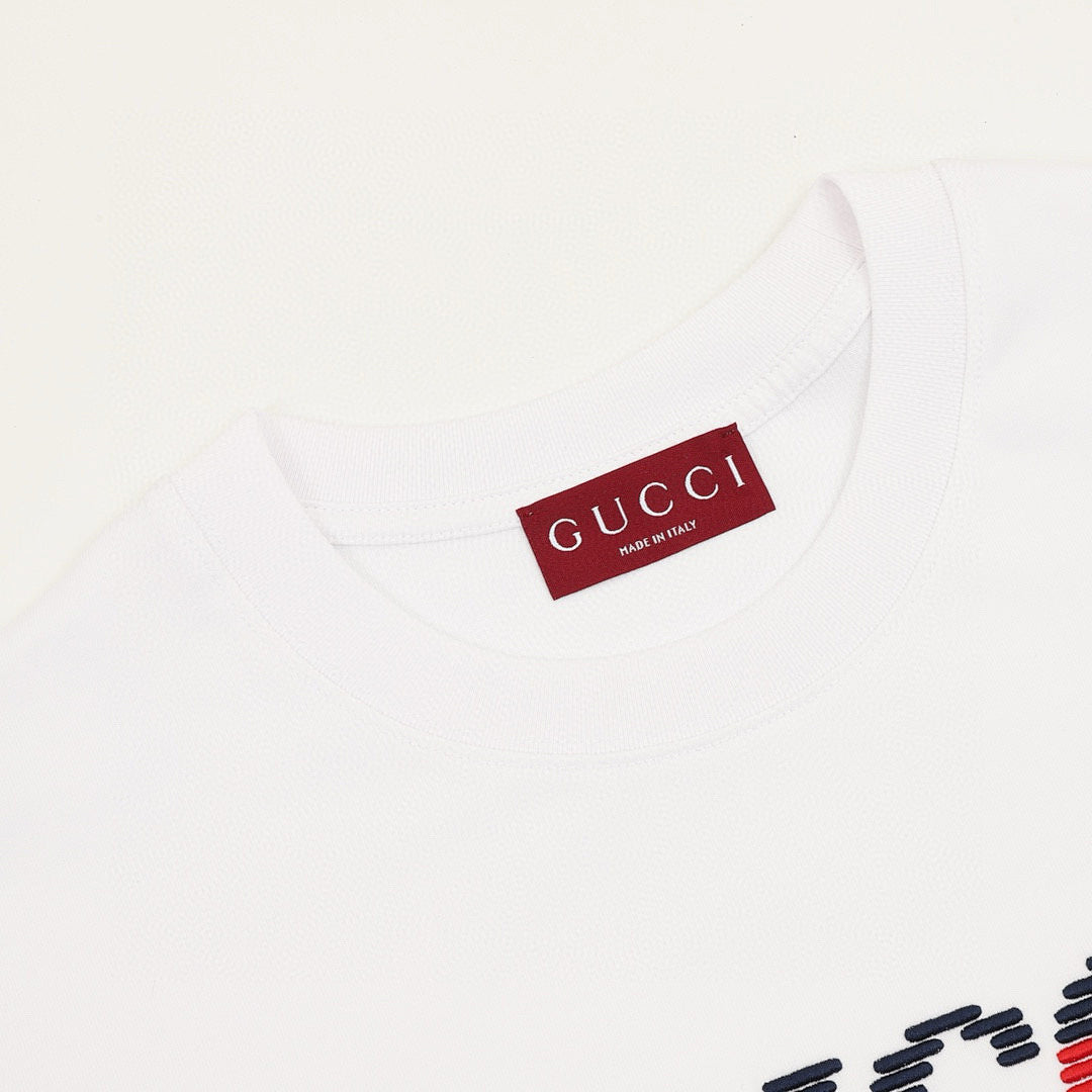 GUCCI 2026 New Arrival: Contrast-Color Heavyweight Embroidered T-Shirt