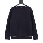 Gucci Navy Blue Contrast-Trim Cardigan