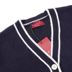 Gucci Navy Blue Contrast-Trim Cardigan