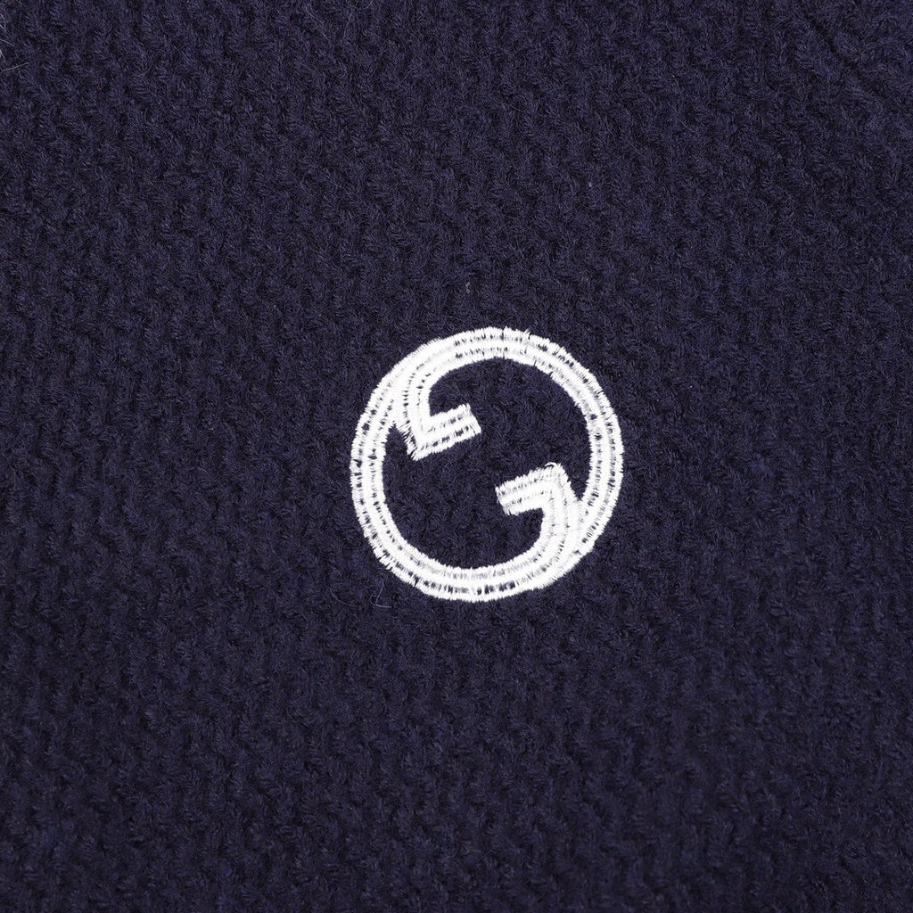 Gucci Navy Blue Contrast-Trim Cardigan
