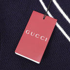Gucci Navy Blue Contrast-Trim Cardigan